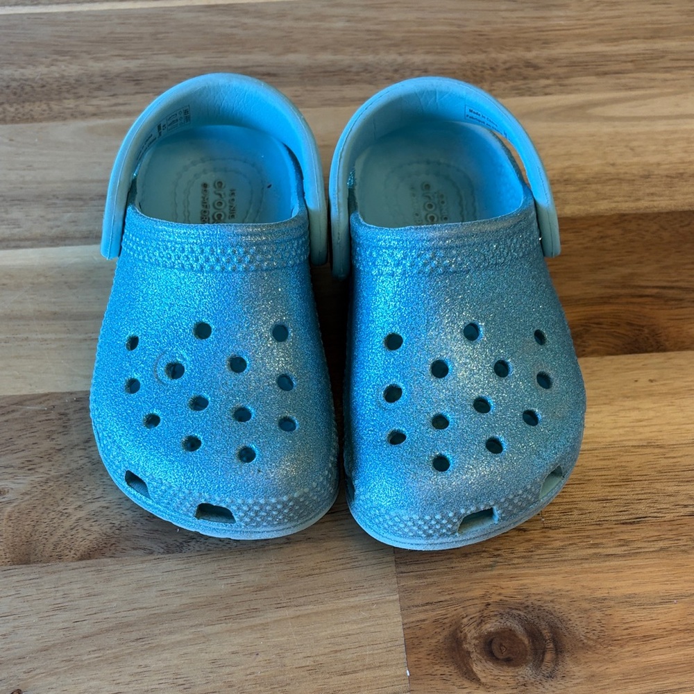 CROCS | Sparkly Blue Toddler Slip-On Shoes | Size Toddler 6